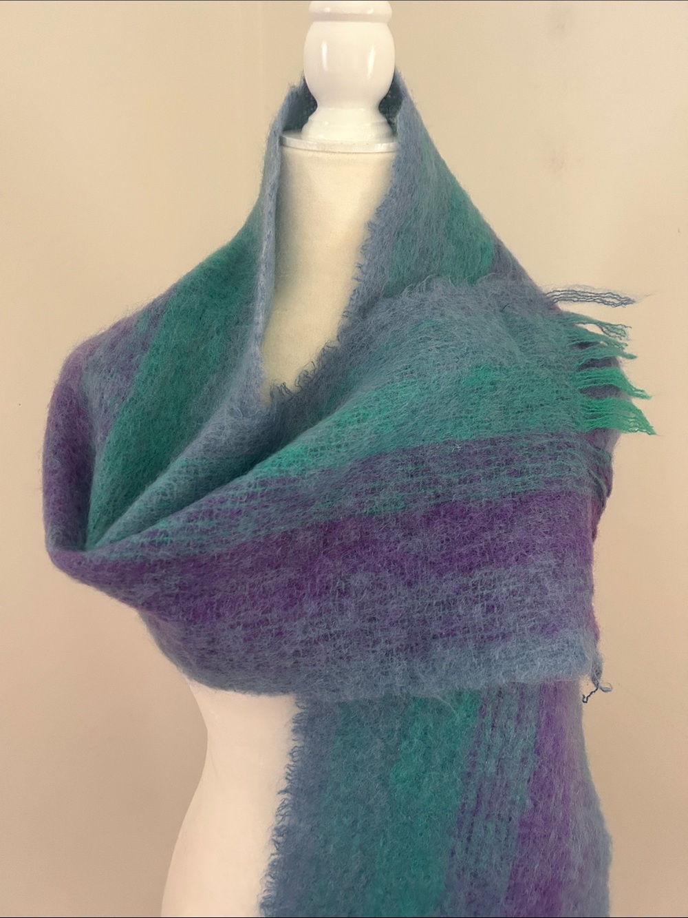 Avoca Handweavers Teal/Purple Mohair/ Wool Blend Scarf